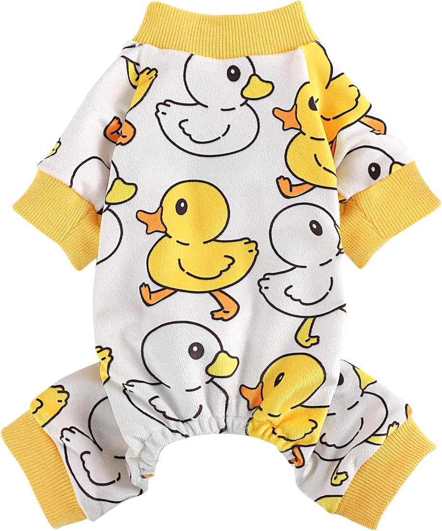 Dog Pajamas for Small Dogs Girl Boy Soft Cute Pet Pjs Fall Winter Warm Puppy Onesie Pet Clothes Stretchable Jumpsuits Puppy Sweaters Outfits for Chihuahua Yorkie Cat (Duck, XS)