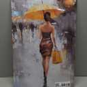 TIEHAOMAI Girl with Yellow Umbrella Wall Art Lady Artwork Posters Street Woman Pictures Contemporary for Bedroom DecorPortrait-3,16x24inch (40x60cm)