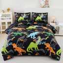 RYNGHIPY Dinosaur Comforter Set Twin Size 3Pcs Dinosaur Bedding Set for Kids Boys Girls Microfiber Boys Bedroom Set 1 Comforter with 2 Pillowcases (Multi,Twin)