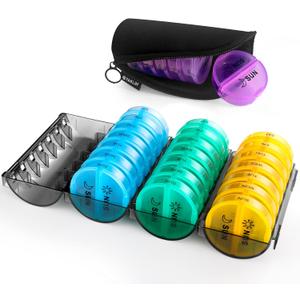 Yaklim Monthly Pill Organizer 2 Times A Day,XL One Month 28 Day Pill Box AM PM,Daily Pill Case Large 4 Week,Medication Organizer Dispenser for Pills,Fish Oils, Vitamin,Supplement4 Colors