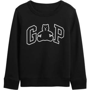 GAP Boys' Logo Crewneck Sweatshirt (Black, XS)