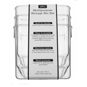 3PC Multipurpose Storage Bin Set 6.1x6.1x5.7