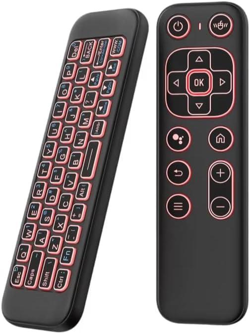 iPazzPort Mini Air Mouse Remote Keyboard with 7-Color Backlight for Android TV Box, Smart TV, HTPC, Projector; Rechargeable Dual-Mode Universal Controller for Couch Browsing, Black