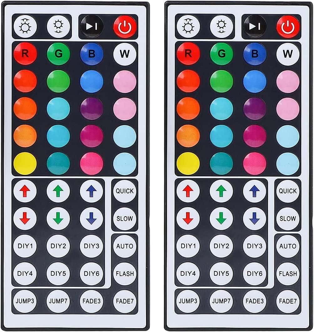 44 Key RGB LED Strip Light Remote Controller, IR Remote Controller Replacement for SMD 5050 3528 2835 RGB LED Light Strip Lights (2 Pack)