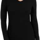 Fruit of the Loom Women's Micro Waffle Thermal V-Neck, 2XL, Black