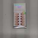 BTArtbox Press On Nails Short - Lucky Stripe, Lamp-Curable 3D French Tip Almond Press On Nails with Glue and Adhesive Tabs for Women in 16 Sizes - 32 Soft Gel Glue On Nails Kit