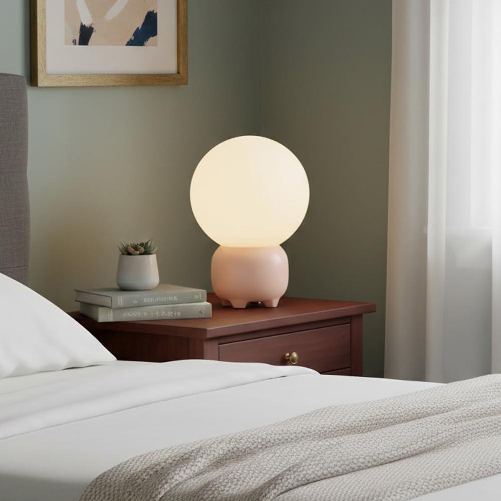 Arturesthome Small Boho Table Lamp for Living Room,Bedroom Side/End Table Side Table LED Lamp Shade for Reading Study Pink