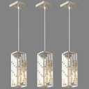 Brushed Nickel Pendant Lighting Modern Pendant Light, Mini Crystal Chandeliers, Adjustable Pendant Light Fixture for Kitchen Island Dinning Room Bedroom (3 Pack)