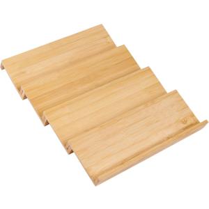 Bamboo Spice Drawer Organizer, 4 Tier Stackable Spice Rack for Cabinet, Seasoning Storage Organization13'' Wide