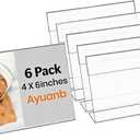 4x6 Inch Acrylic Sign Holder, 6 Pcs L Shape Clear Plastic Slant Back Sign Holders, Paper Photo Display, Clear Picture Frame Table Sign Holder for Business, Office, Retail Store, Restaurant