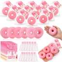 3 x Sliner 12 Set 2.6 in Medium Baby Shower Soap Favors for Guests Boy Girl Donut Shaped with Drawstring Bags Thank You Card for Gender Reveal Baptism Party Decorations Wedding Party(Pink)