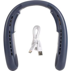 Neck Fan, Hand F ree Personal Hanging Neck Sports Fan,Portable Semiconductor Dual Cooling 3 Wind Speed Adjustable Neck Cooling Fan for Traveling, Sports, (Blue)