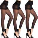 3 Pairs Women's Sheer Footless Tights 30D Microfibre Control Top Pantyhose Run Resistant (X-Large, Black)