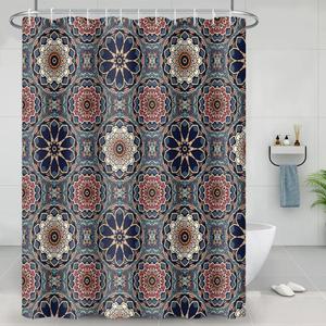 Bohemian Mandala Shower Curtains Vintage Chic Floral Boho Paisley Bathroom Decor Shower Curtain Sets with Hooks Waterproof Polyester Fabric, 60 x 72 Inch