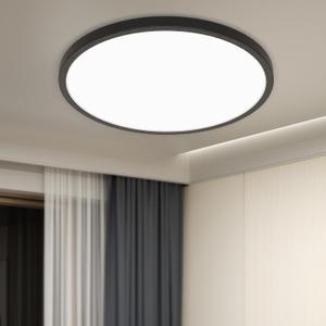 9 Inch LED Flush Mount Ceiling Light Fixture, 3000K-4000K-6500K Light Fixture, 1Pack Closet Round Surface for Bathroom Laundry Bedroom Hallway, Black