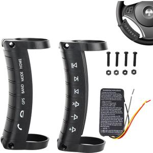 Universal Wireless Steering Wheel Control - Compatible with Car DVD/Radio/Navigation Systems, Plug & Play Remote Button(Black)