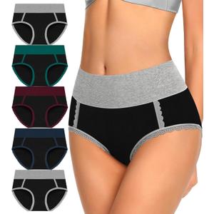 Women Underwear Cotton High Waisted Soft Briefs Full Coverage Comfort Panties Multipack (4X-Large)