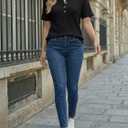 AUTOMET Women's Waffle Knit Henley Tops Short Sleeve Blouses Business Casual T-Shirts for Spring Summer Vacation 2026 (Black, L)