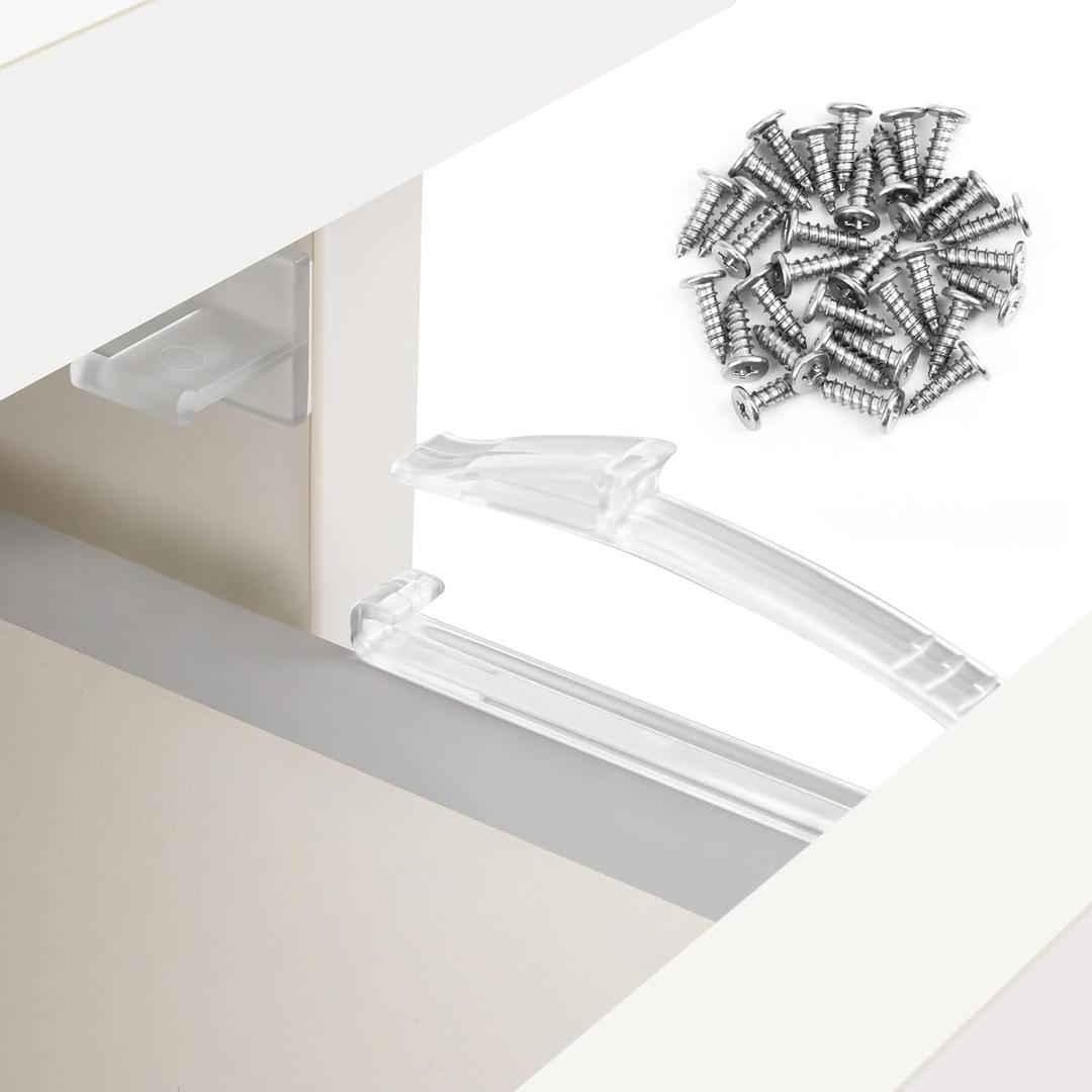 Coolrunner Upgraded Child Safety Drawer Locks, 8 Pack Safety Invisible Drawer Latches with Strong Adhesive and Screw for Baby Care, Only fit for Some Drawers, Please See Below Before Buying