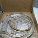Garden 4 you Coffee Table Faux Marble Nesting Table for Small Place 2 Sets Modern Furniture Living Room Sets End Side Table Night Stand for Bed Room Dining Room (White & Gold), 23.6 Inches X 23.6 Inches X 17.7 Inches