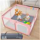 Todale Play Pen - 50 x 50 x 27 in, Pink - Baby Playpen Play Yard with Breathable Mesh & Anti-Slip Base - Portable Crib & Foldable Playpen for Babies & Toddlers