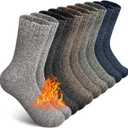 SIMIYA 5 Pairs Wool Socks Mens, Thick Warm Winter Soft Hiking & Casual Crew Socks (6-13)