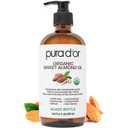 PURA D'OR 16.9 Oz ORGANIC Sweet Almond Oil (GLASS BOTTLE) 100% Pure & Natural USDA Certified Cold Pressed Carrier Oil For DIY Beauty - Non-Greasy, Unscented, Hexane Free Moisturizer - For Hair & Skin