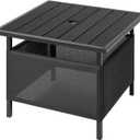 LZRS Adirondack Square Side Table with Umbrella Hole, Pool Composite Patio Table,HDPE End Tables for Backyard,Pool, Indoor Companion, Easy Maintenance & Weather Resistant(Black)