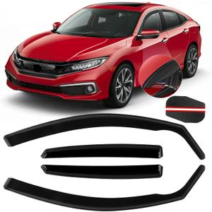 in Channel Window Rain Guards Fits for Honda Civic 2016-2021 Sedan 4-Door | Durable Window Visors Wind Deflector Vent Shade Shields, 2017 2018 2019 2020 2021-4PCS