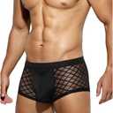 Casey Kevin Men's Underwear Sexy See Through Lace Boxer Briefs Mesh Trunks (3X-Large, A1-black-ck2116-us)