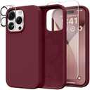 GONEZ Magnetic for iPhone 15 Pro Case, [Compatible with MagSafe] Anti-Scratch Microfiber Lining & Screen Protector, Shockproof Slim Phone Silicone Cover 6.1 inch, Maroon