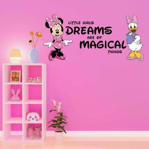 Daisy Cute Magical Dreams Minnie Pink Bow Little Girls Dreams are of Magical Things Cartoon Design Child's Bedroom Wall Decoration - Size: 40 Inches X 20 Inches
