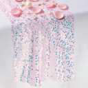 Pink Sequin Table Runner 1 Piece 10 Ft (17x120 Inch) - for Dessert Table or Multiple Kids Tables Iridescent Table Runner for Mermaid Princess Unicorn Fairy Party Decorations