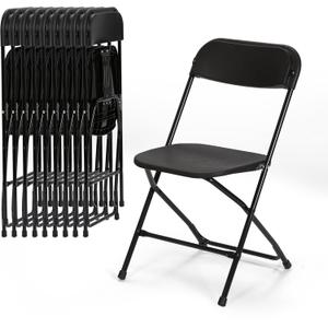 Real Relax 10 Pack Plastic Folding Chair, Lightweight Foldable Chair 350 LB Weight Capacity Commercial Chairs for Office Wedding Party Dinning Events Black