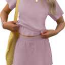 TCOT Pajamas for Women Set Summer Fashion Short Sleeve Crewneck Tops with Skirt Sets Pajama Casual Loungewear (XXL)