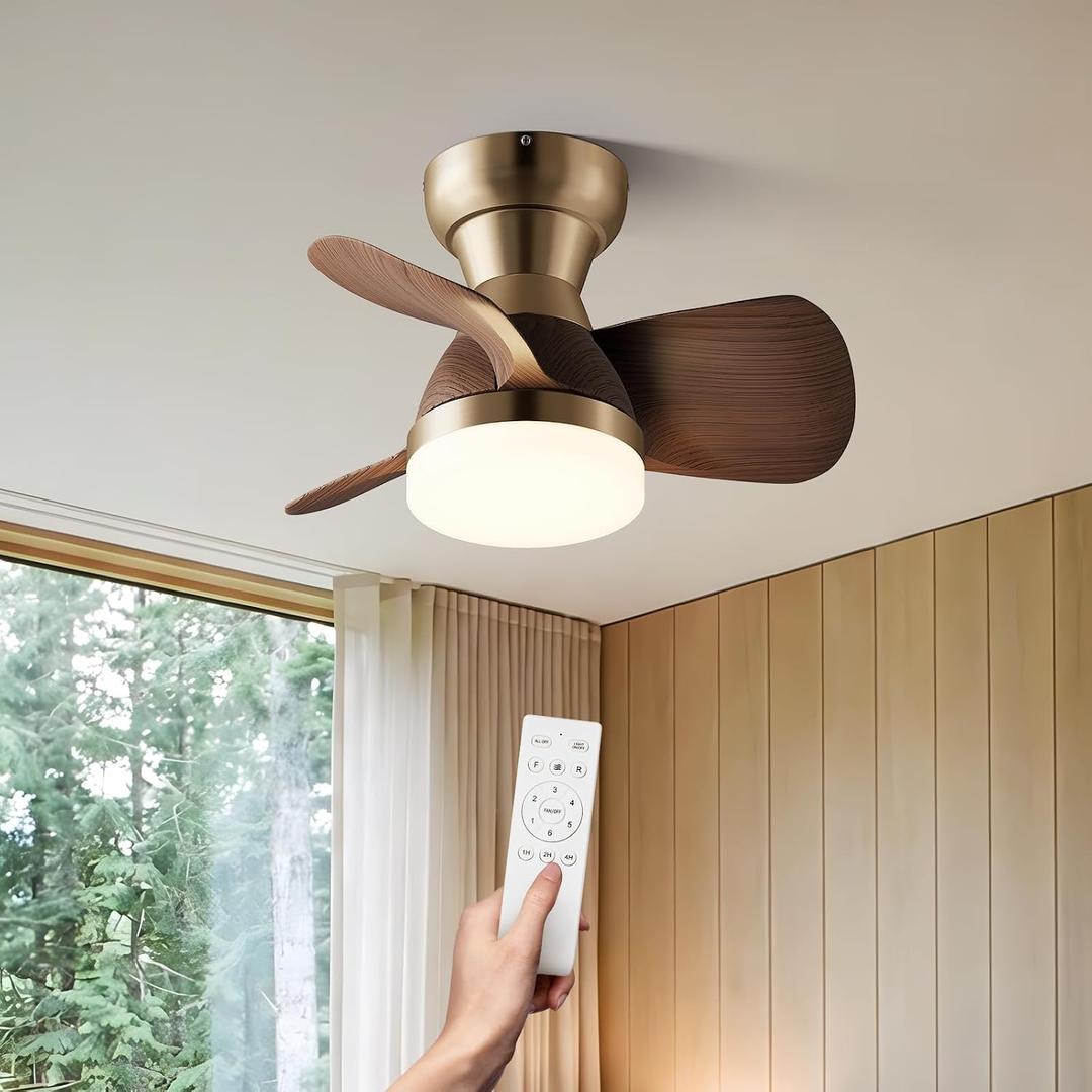20Inch small Ceiling Fan, 3 ABS Blades, LED Ceiling Fan,can be Controlled by Remote Control, Suitable for Bedroom, Living Room and Kitchen.