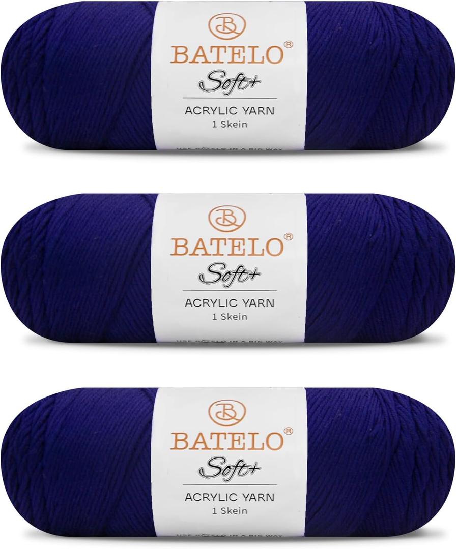 Soft Navy Blue Yarn 1008 Yards - 3 Pack Acrylic Yarn of 200g/7.5oz - 4 Medium (Worsted) - Crocheting, Knitting, Amigurumi, Craft