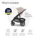 UPPAbaby Vista V3 Convertible Single-to-Double Stroller for Baby & Toddler, 30+ Configurations, Car Seat Compatible, All-Wheel Suspension, XL Basket Ada (Sandstone Mlange/Carbon Frame)