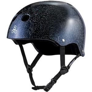 Triple Eight Deep Cover Helmet - Ideal for Skateboarding, Bicycling, BMX, and Roller Skating (Black -Glitter) L/XL