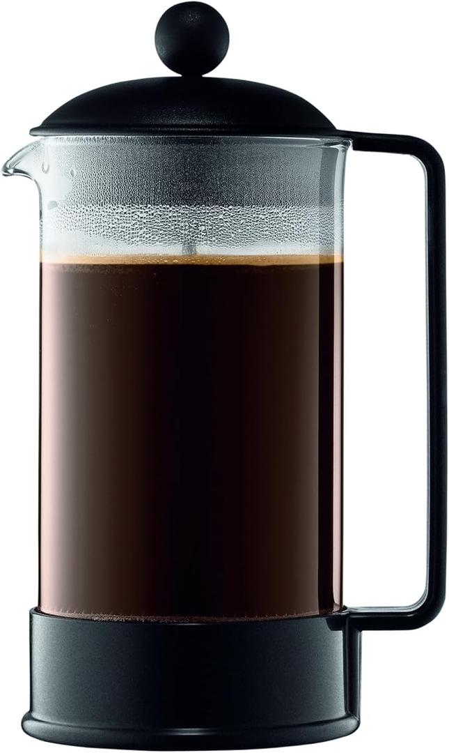 Bodum 34oz Brazil French Press Coffee Maker, HighHeat Borosilicate Glass, Black  Made in Portugal