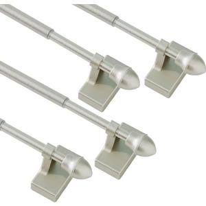 LaigenGanzi Magnetic Curtain Rods,Multi-Use Adjustable Appliance for Metal Doors ,Windows,No Tools Needed16-28 InchNickel4 Pack