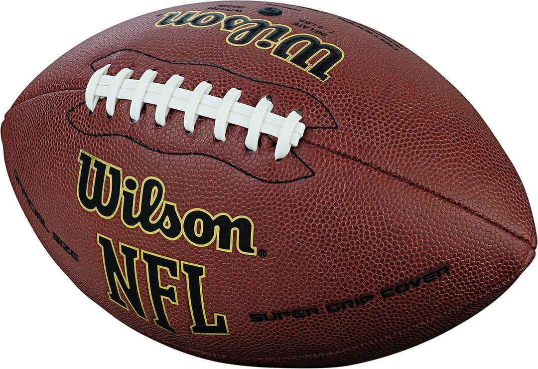 WILSON NFL Super Grip Composite Footballs (Junior size (4th-6th grade; Ages 9-12), Black/Gold)