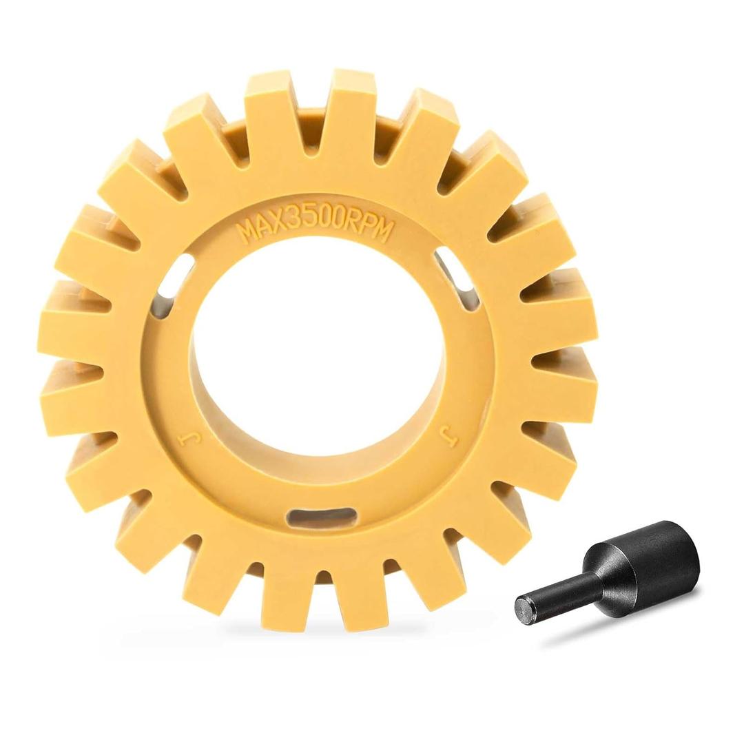 EWK Hollow Serrated Decal Eraser Wheel, Rubber Remover Wheel for Grinder, Ideal for Adhesives, Pinstripes, and Decals Removal