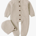 mimixiong Cotton Baby Romper Newborn Baby Knitted Clothes Longsleeve Sweater Outfit for Boy and Girls with Warm Hat Set