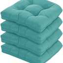 HOMELYSIAN 19x19 Outdoor Chair Cushions Set of 4, Wicker Patio Furniture Cushions with Tufted Buttons, Thick Outdoor Seat Cushions for Lawn Chairs, Overstuffed and Water Resistant, Teal