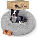 Donut Dog Bed - Premium Comfort for Anxiety Relief - Fluffy & Calming Design with Ultra-Plush Support | Cozy Round Dog Bed with Super Soft Circle Style (Grey, Large)