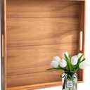 Large Wooden Serving Tray for Ottoman Wooden Ottoman Tray 20INCH Acacia Square Tray with Handles Wooden Coffee Table Tray Multi-Use for Dinner Breakfast Snack & Entertaining Guests