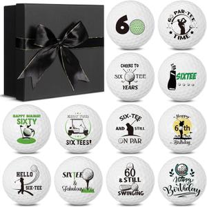 12 Pcs Happy Birthday Golf Ball Funny Christmas Novelty Gift for Dad Mom Coworker Employee Husband Grandpa Golfers Lovers Birthday (White)