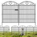 Mars Explo 5 Panels No Dig Decorative Outdoor Garden Fence with Gate, 32 in(H) X 23.6 ft(L) Animal Barrier Fencing, Rustproof Portable Fence, Temporary Dog Fence Outdoor for Yard, Outside, Backyard