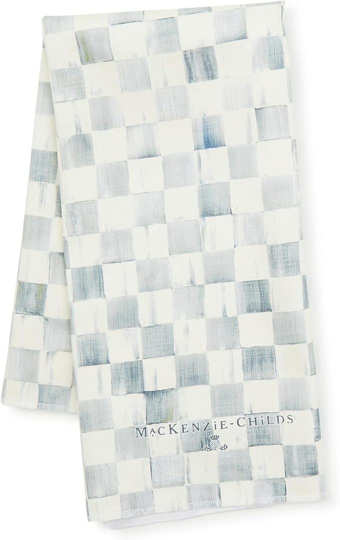 MACKENZIE-CHILDS Set of 1 Cotton Dish Towel, Decorative Kitchen Towel, Gray-and-White Sterling Check
